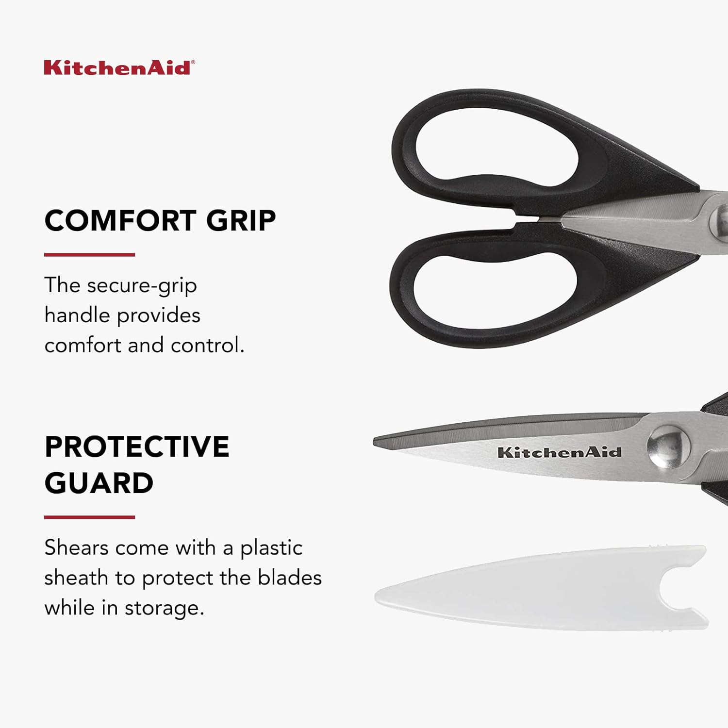 KitchenAid All Purpose Kitchen Shears with Protective Sheath for Everyday use, Dishwasher Safe Stainless Steel Scissors with Comfort Grip, 8.72-Inch, Black - Image 6