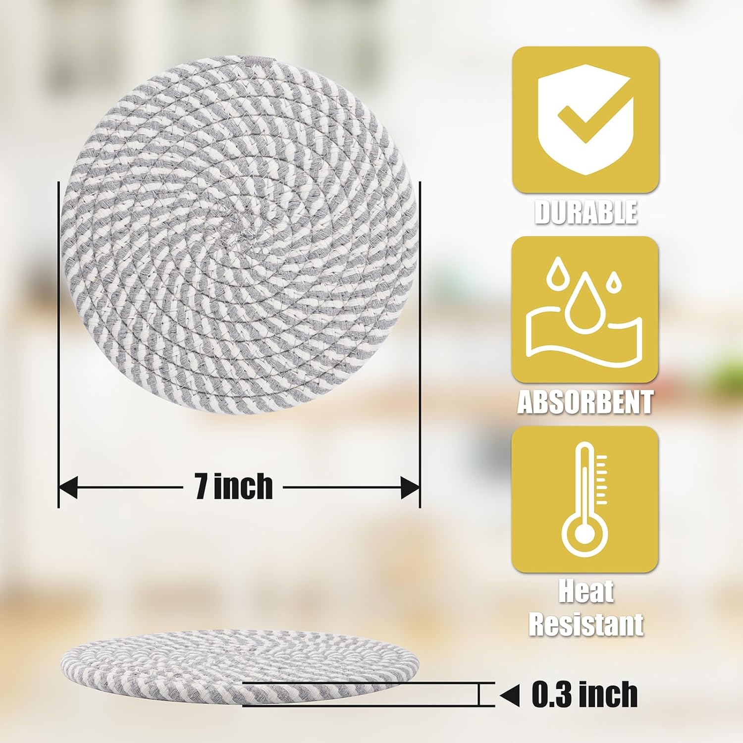 Trivets for Hot Dishes, Hot Pads for Kitchen, 7'' Trivets for Hot Pots and Pans, Pot Holders for Kitchen, Pot Holders Heat Resistant 4-Pcs, Trivets for Table, Kitchen Essentials for New Home - Image 4