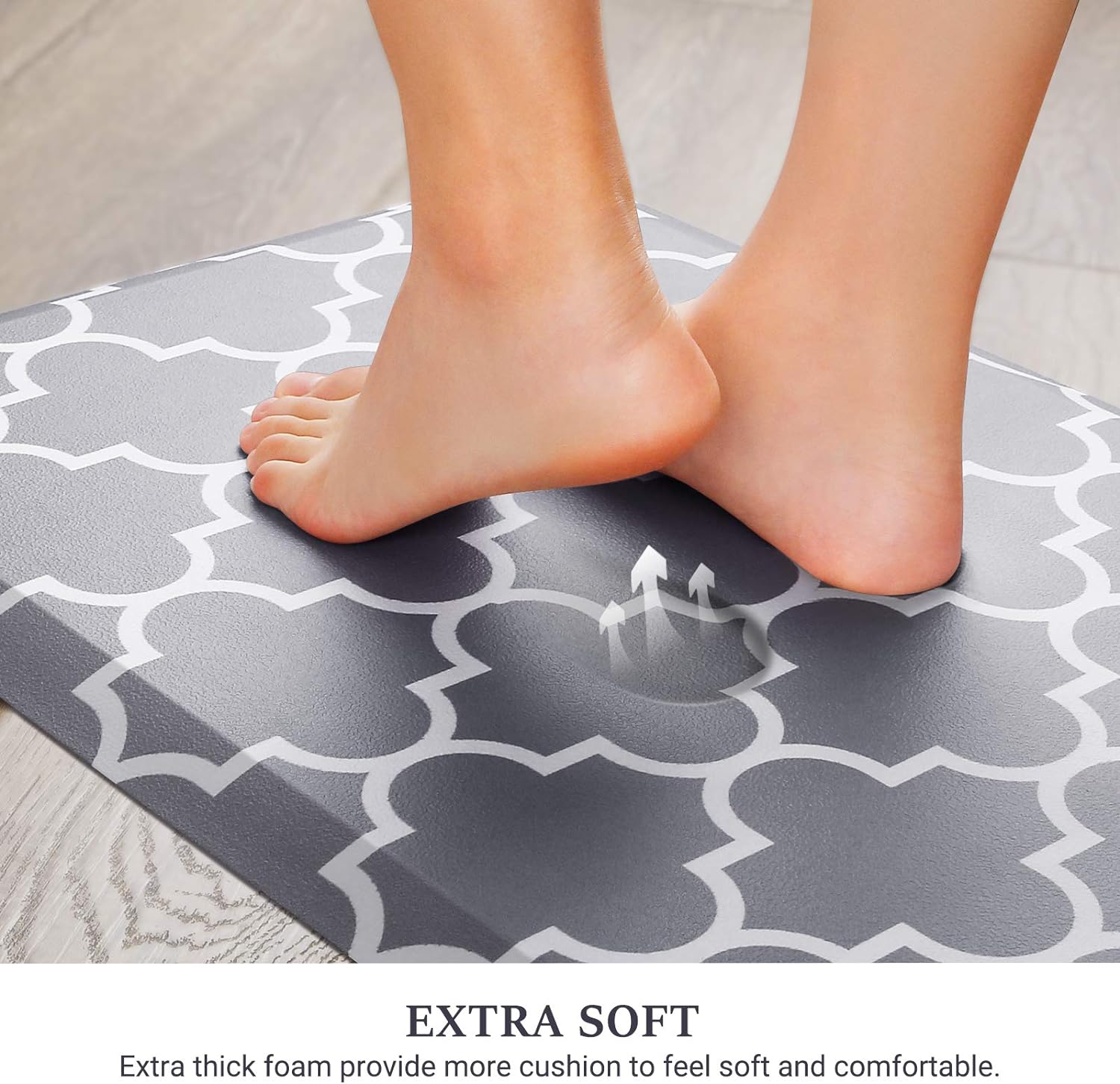 WISELIFE Kitchen Mat and Rugs Cushioned Anti-Fatigue,17.3"x 28",Non Slip Waterproof Ergonomic Comfort Mat for Kitchen, Floor Home, Office, Sink, Laundry, Grey - Image 3