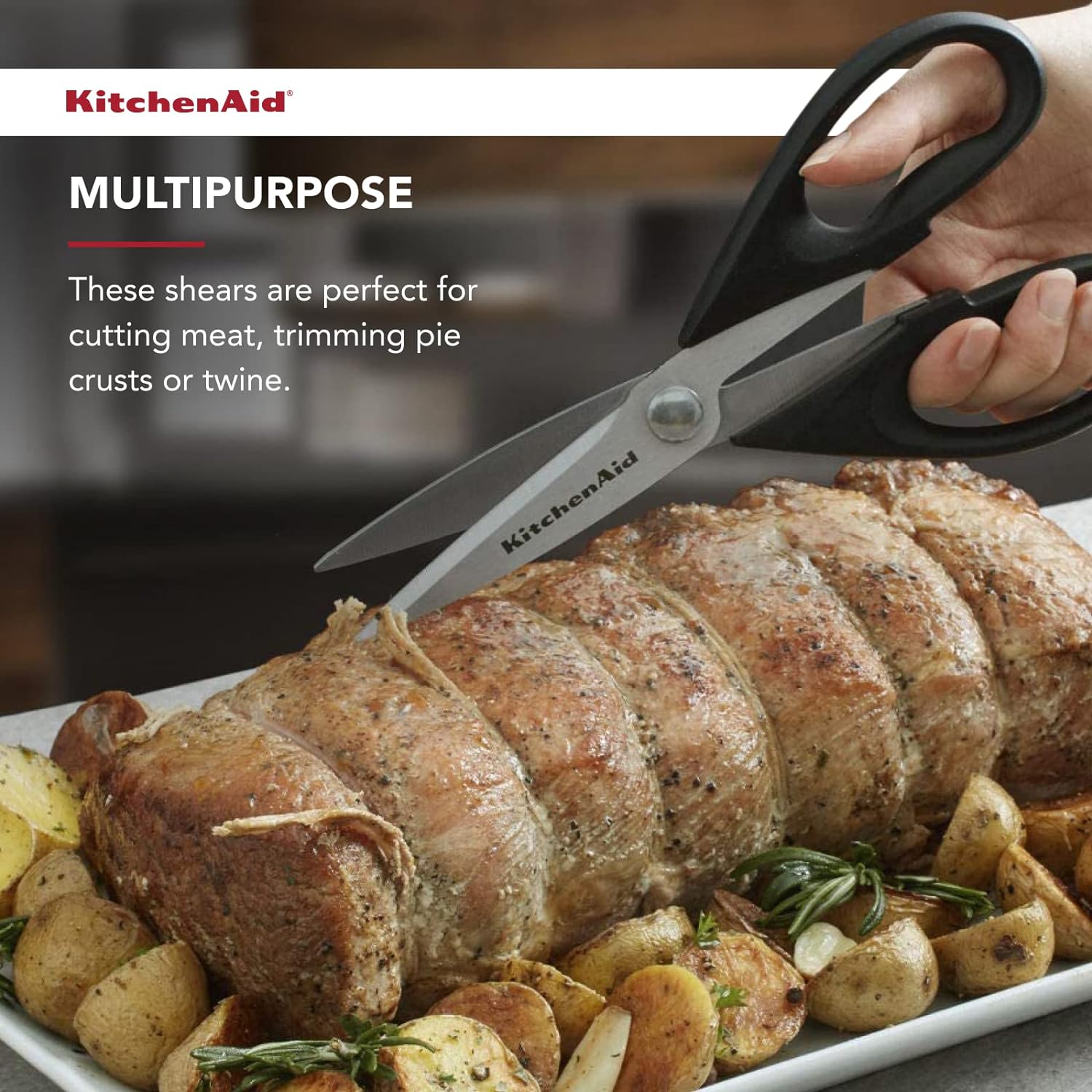 KitchenAid All Purpose Kitchen Shears with Protective Sheath for Everyday use, Dishwasher Safe Stainless Steel Scissors with Comfort Grip, 8.72-Inch, Black - Image 5