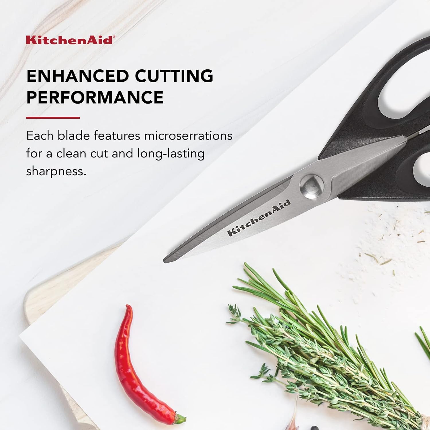 KitchenAid All Purpose Kitchen Shears with Protective Sheath for Everyday use, Dishwasher Safe Stainless Steel Scissors with Comfort Grip, 8.72-Inch, Black - Image 4