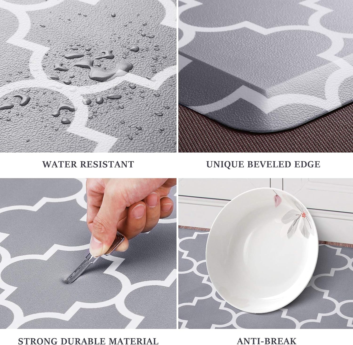 WISELIFE Kitchen Mat and Rugs Cushioned Anti-Fatigue,17.3"x 28",Non Slip Waterproof Ergonomic Comfort Mat for Kitchen, Floor Home, Office, Sink, Laundry, Grey - Image 4